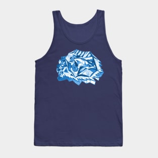 Blue Abstract Drawing Tank Top